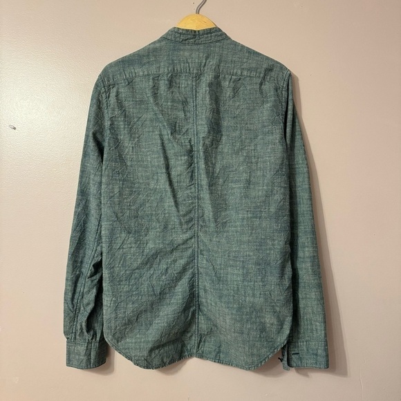 Diesel  Denim Buttondown Longsleeve Shirt Band Collar Chest Patch Mens Size XL - Picture 10 of 12